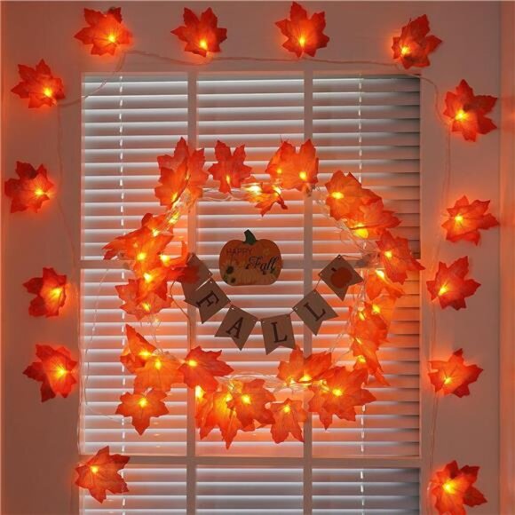 2-Piece Thanksgiving Lighted Fall Garland: 20ft Battery-Operated - Picture 6 of 7